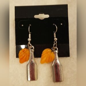 Handmade Silver Wine Bottle Earrings